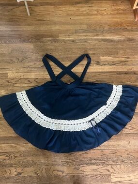 Navy and white eyelet lace swing dancing skirt